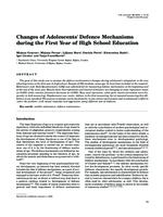 Changes of Adolescents' Defence Mechanisms during the First Year of High School Education