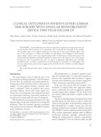 Clinical Outcomes in Patients after Lumbar Disk Surgery with Annular Reinforcement Device: Two-Year Follow Up