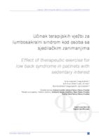 Učinak terapijskih vježbi za lumbosakralni sindrom kod osoba sa
sjedilačkim zanimanjima