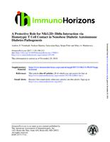 A Protective Role for NKG2D–H60a Interaction via Homotypic T Cell Contact in Nonobese Diabetic Autoimmune Diabetes Pathogenesis