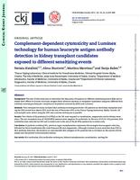 Complement-dependent cytotoxicity and Luminex technology for human leucocyte antigen antibody detection in kidney transplant candidates exposed to different sensitizing events