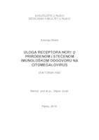 ULOGA RECEPTORA NCR1 U PRIROĐENOM I STEČENOM IMUNOLOŠKOM ODGOVORU NA CITOMEGALOVIRUS