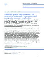 Association between night-time surgery and occurrence of intraoperative adverse events and postoperative pulmonary complications