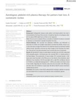 Autologous platelet-rich plasma therapy for pattern hair loss: A 
systematic review