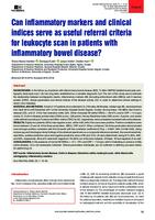 Can inflammatory markers and clinical indices 
serve as useful referral criteria for leukocyte 
scan with inflammatory bowel disease?