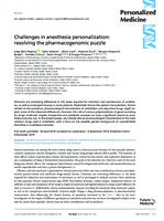 Challenges in anesthesia personalization: 
resolving the pharmacogenomic puzzle