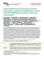 Clinical effectiveness of primary prevention 
implantable cardioverter-defibrillators: results 
of the EU-CERT-ICD controlled multicentre cohort 
study