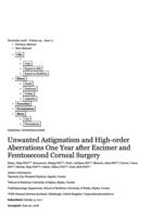 Unwanted Astigmatism and High-order Aberrations One Year after Excimer and Femtosecond Corneal Surgery