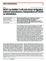 TIGIT can inhibit T cell activation via ligation-induced nanoclusters, independent of CD226 co-stimulation