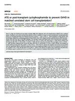 ATG or post-transplant cyclophosphamide to prevent GVHD in matched unrelated stem cell transplantation?