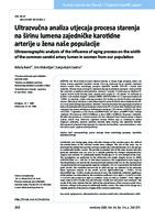 Ultrazvučna analiza utjecaja procesa starenja na širinu lumena zajedničke karotidne arterije u žena naše populacije