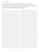 Dexamethasone treatment for COVID-19 is related to increased mortality in hematologic malignancy patients: results from the EPICOVIDEHA Registry