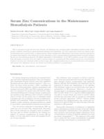 prikaz prve stranice dokumenta Serum Zinc Concentrations in the Maintenance Hemodialysis Patients