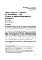 prikaz prve stranice dokumenta Media Coverage of Children in Care and „out-of-home” Care: Content Analysis of Croatian Daily Newspapers