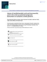 prikaz prve stranice dokumenta Values of vanillylmandelic acid and homovanillic acid in the urine as potential prognostic biomarkers in ischaemic stroke patients
