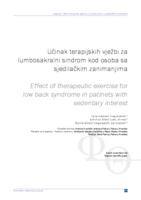 prikaz prve stranice dokumenta Učinak terapijskih vježbi za lumbosakralni sindrom kod osoba sa sjedilačkim zanimanjima