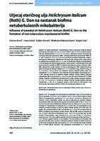 prikaz prve stranice dokumenta Utjecaj eteričnog ulja Helichrysum italicum (Roth) G. Don na nastanak biofima netuberkuloznih mikobakterija