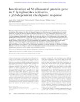 prikaz prve stranice dokumenta Inactivation of S6 ribosomal protein gene in T lymphocytes activates a p53-dependent checkpoint response