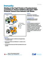 prikaz prve stranice dokumenta Binding of the Fap2 Protein of Fusobacterium nucleatum to Human Inhibitory Receptor TIGIT Protects Tumors from Immune Cell Attack