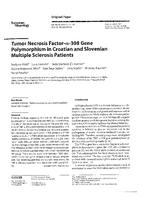 prikaz prve stranice dokumenta Tumor Necrosis Factor-alpha-308 Gene Polymorphism in Croatian and Slovenian Multiple Sclerosis Patients