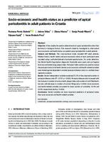 prikaz prve stranice dokumenta Socio‐economic and health status as a predictor of apical periodontitis in adult patients in Croatia