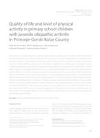 prikaz prve stranice dokumenta Quality of life and level of physical  activity in primary school children  with juvenile idiopathic arthritis  in Primorje-Gorski Kotar County