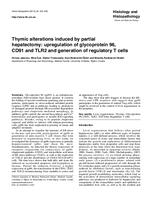 prikaz prve stranice dokumenta Thymic alterations induced by partial hepatectomy: Upregulation of glycoprotein 96, CD91 and TLR2 and generation of regulatory T cells.