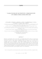 prikaz prve stranice dokumenta Variations in nutritive composition of three shellfish  species