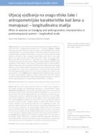 prikaz prve stranice dokumenta Utjecaj vježbanja na snagu stiska šake i antropometrijske karakteristike kod žena u menopauzi – longitudinalna studija