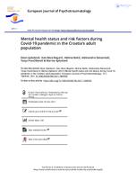 prikaz prve stranice dokumenta Mental health status and risk factors during Covid- 19 pandemic in the Croatia’s adult population