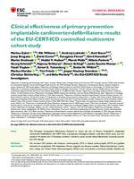 prikaz prve stranice dokumenta Clinical effectiveness of primary prevention  implantable cardioverter-defibrillators: results  of the EU-CERT-ICD controlled multicentre cohort  study