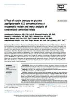 prikaz prve stranice dokumenta Effect of statin therapy on plasma apolipoprotein CIII concentrations: A systematic review and meta-analysis of randomized controlled trials