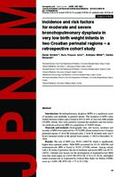 prikaz prve stranice dokumenta Incidence and risk factors for moderate and severe bronchopulmonary dysplasia in very low birth weight infants in two Croatian perinatal regions - a retrospective cohort study