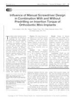 prikaz prve stranice dokumenta Influence of manual screwdriver design in  combination with and without predrilling on  insertion torque of orthodontic mini-implants