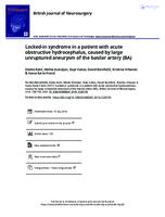 prikaz prve stranice dokumenta Locked-in syndrome in a patient with acute obstructive hydrocephalus, caused by large unruptured aneurysm of the basilar artery (BA)