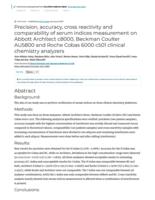 prikaz prve stranice dokumenta Precision, accuracy, cross reactivity and comparability of serum indices measurement on Abbott Architect c8000, Beckman Coulter AU5800 and Roche Cobas 6000 c501 clinical chemistry analyzers