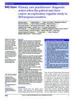 prikaz prve stranice dokumenta Primary care practitioners’ diagnostic action when the patient may have cancer: an exploratory vignette study in 20 European countries