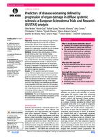 prikaz prve stranice dokumenta Predictors of disease worsening defined by  progression of organ damage in diffuse systemic  sclerosis: a European Scleroderma Trials and  Research (EUSTAR) analysis