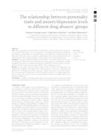 prikaz prve stranice dokumenta The relationship between personality   traits and anxiety/depression levels  in different drug abusers’ groups