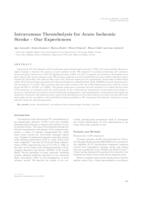 prikaz prve stranice dokumenta Intravenous Thrombolysis for Acute Ischemic Stroke – Our Experiences