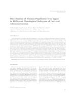 prikaz prve stranice dokumenta Distribution of Human Papillomavirus Types in Different Histological Subtypes of Cervical Adenocarcinoma