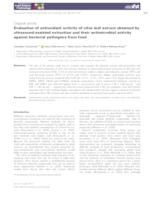 prikaz prve stranice dokumenta Evaluation of antioxidant activity of olive leaf extract obtained by ultrasound‐assisted extraction and their antimicrobial activity against bacterial pathogens from food
