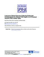 prikaz prve stranice dokumenta Long-term Clinical Outcomes Following Endoscopic Foraminoplasty for Patients With Single-Level Foraminal Stenosis of the Lumbar Spine