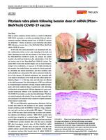 prikaz prve stranice dokumenta Pityriasis rubra pilaris following booster dose of mRNA (Pfizer–  BioNTech) COVID-19 vaccine