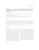 prikaz prve stranice dokumenta Significance of Mini Radial Endoscope Ultrasound (MREUS) in Diagnosis and Therapy of Colorectal Neoplasia