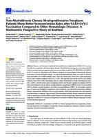 prikaz prve stranice dokumenta Non-Myelofibrosis Chronic Myeloproliferative Neoplasm Patients Show Better Seroconversion Rates after SARS-CoV-2 Vaccination Compared to Other Hematologic Diseases: A Multicentric Prospective Study of KroHem