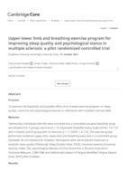 prikaz prve stranice dokumenta Upper-lower limb and breathing exercise program for improving sleep quality and psychological status in multiple sclerosis: a pilot randomized controlled trial