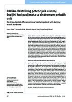 prikaz prve stranice dokumenta Razlika električnog potencijala u usnojšupljini kod pacijenata sa sindromom pekućihusta
