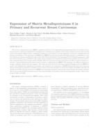 prikaz prve stranice dokumenta Expression of Matrix Metalloproteinase 9 in Primary and Recurrent Breast Carcinomas