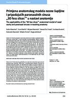 prikaz prve stranice dokumenta Primjena anatomskog modela nosne šupljine i pripadajućih paranazalnih sinusa „3D fess slices®” u nastavi anatomije